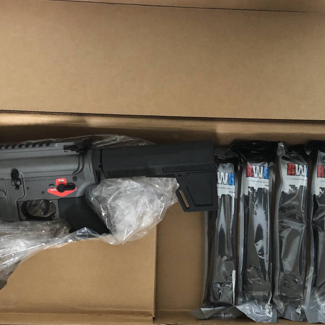 Brigade MFG BM-9 AR Pistol - Grey, 5.5" Barrel, BFSIII Binary Trigger, KAK Blade, w/ Five RWB 33-rd Glock Magazines