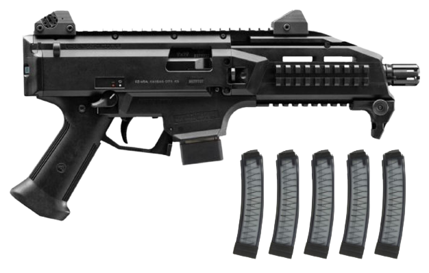 CZ Scorpion EVO 3 S1 Pistol (black), factory 10rd mag, Bundled w/ five Manticore 32-rd Mags