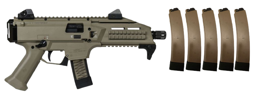 CZ Scorpion EVO 3 S1, FDE, two factory 20rd mags, w/ 5 Manticore 32rd mags