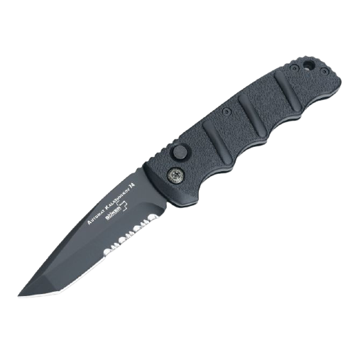 Boker Kalashnikov 74 Automatic Knife, Partially Serrated Tanto Blade, Black