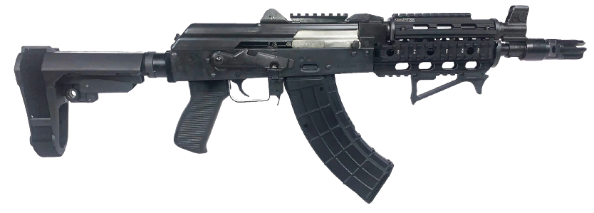 Zastava ZPAP 92 AK-47 Pistol Bulged Trunnion, 10" Chrome Lined Barrel, Quad Rail, SBA3 Arm Brace