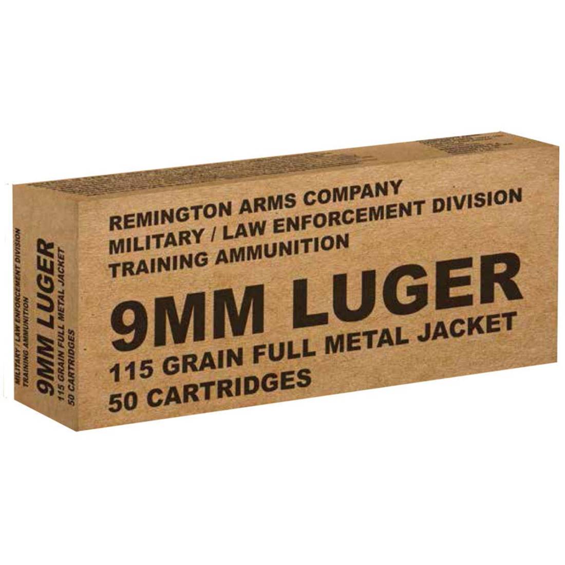 Remington Military/Law Enforcement Training Ammo, 9mm, 115grain, FMJ, 1145FPS